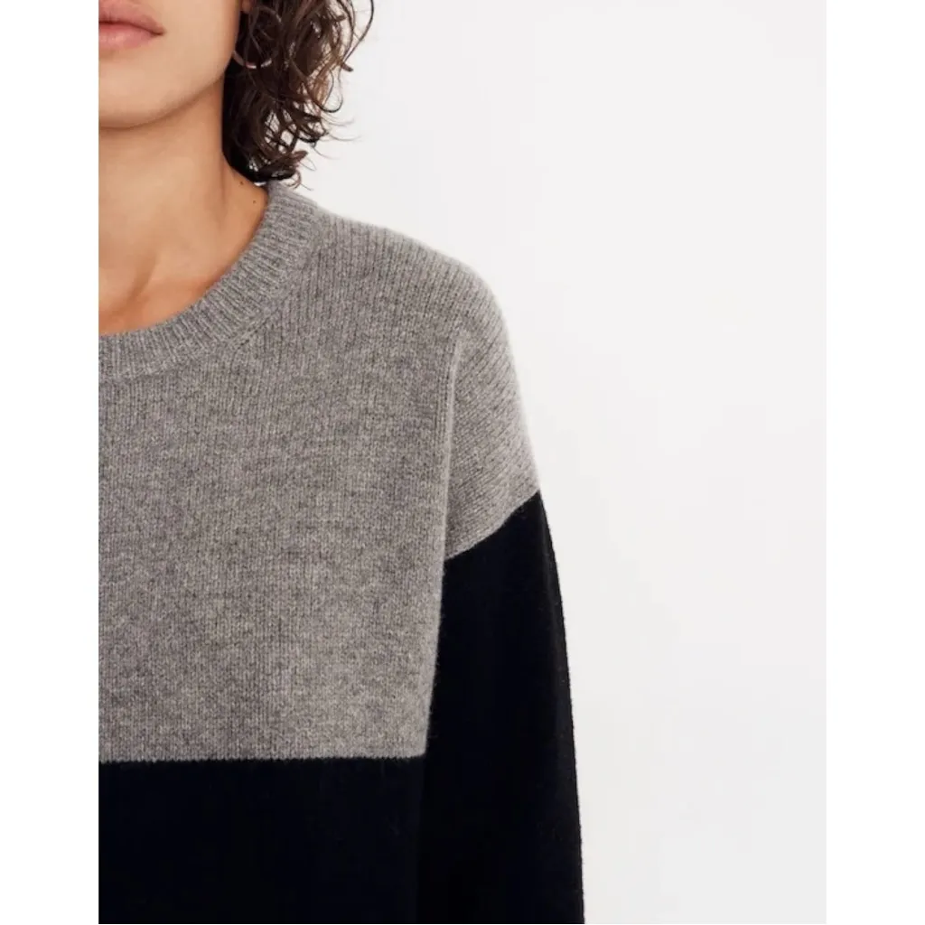 Madewell 100% Merino Wool Colorblock Sweater Dress Small Tunic Preppy Neutral - Image 4