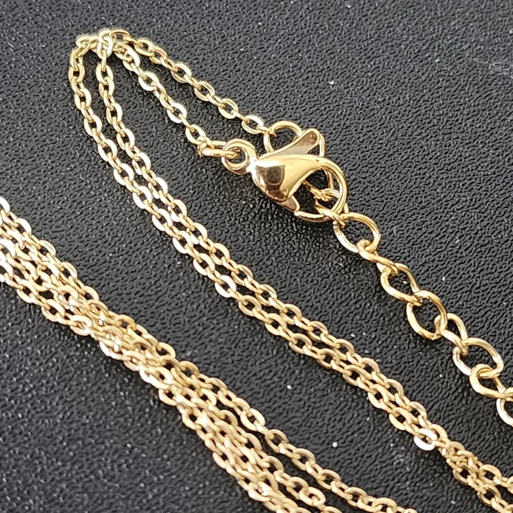 18" Gold Stainless Steel Chain with Black and Clear Crystal Cross Pendant - Image 4