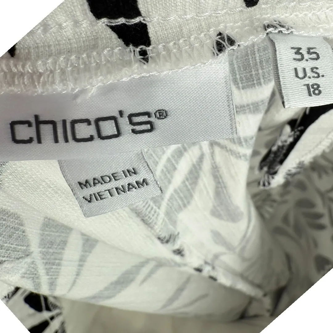 Chicos Womens Brigitte Artisan‎ Botanical Floral Ankle Pants Black White Size 18 - Image 3