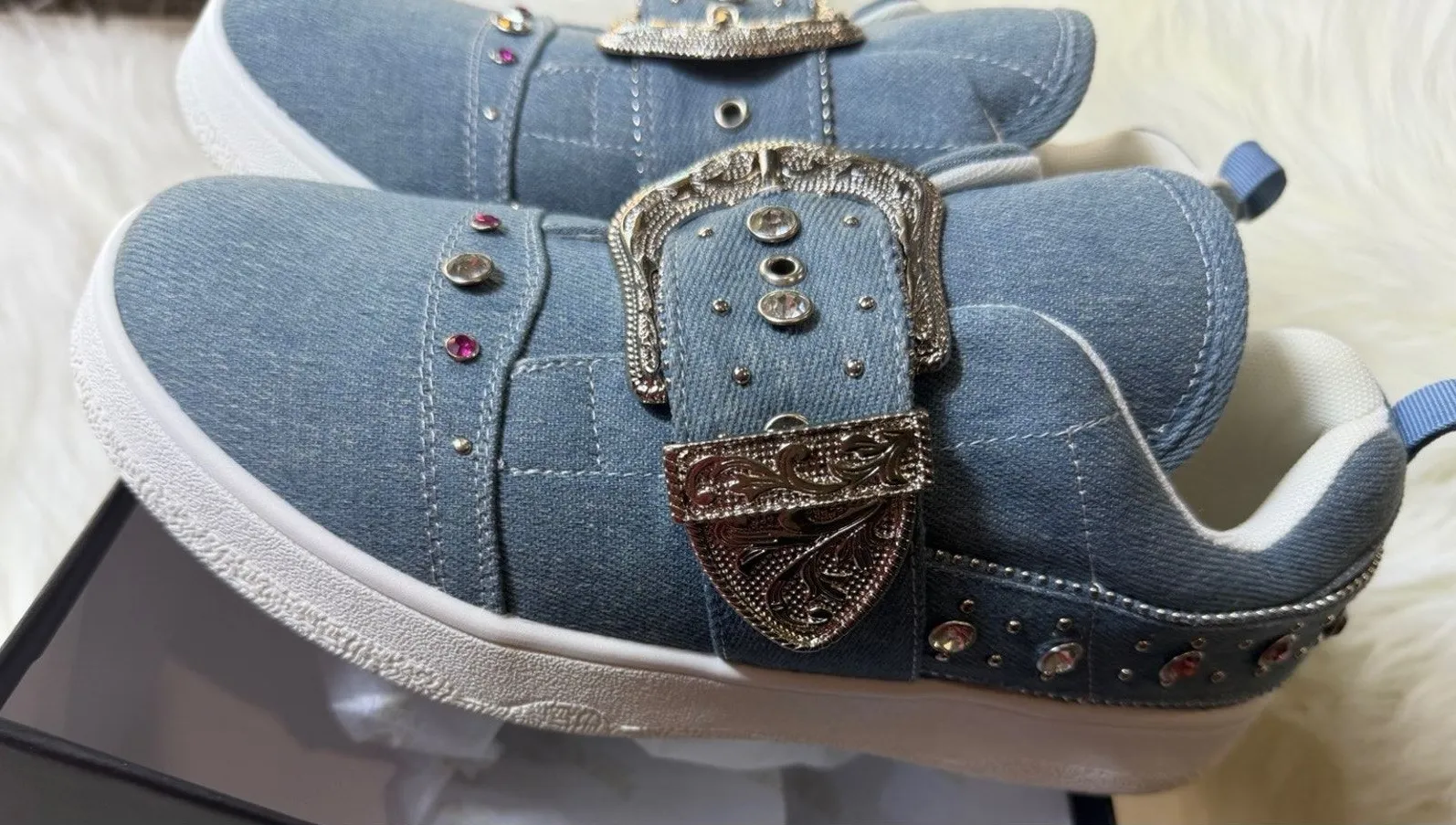 Cape Robin Audra Sneaker Size 9 Decorative Buckle Denim Boho Western Sneakers - Image 1