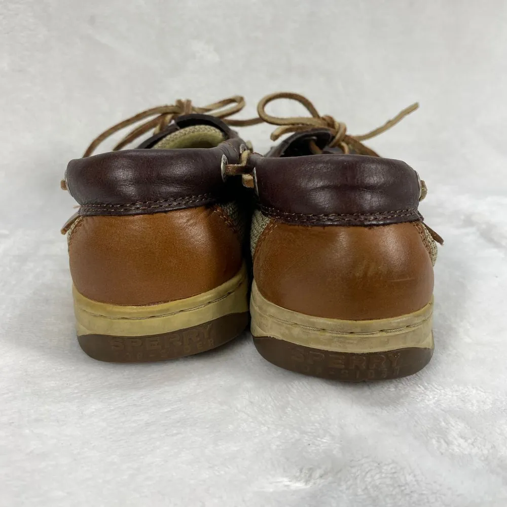 Sperry Top-Sider Leather Boat Shoes Mesh Detail Brown Tan‎ Comfort Loafers 7.5M - Image 5
