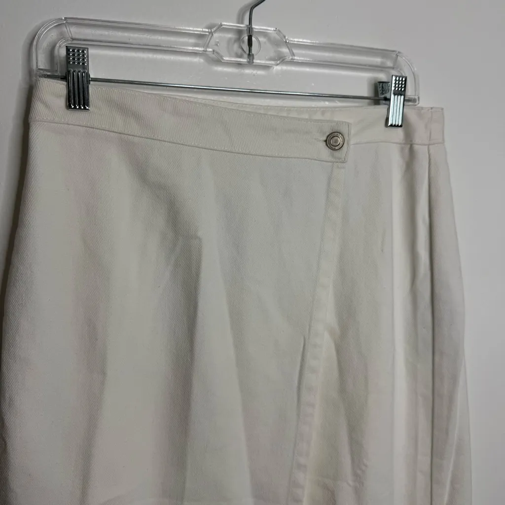 NWT Massimo Dutti White Wrap Denim Skirt Size 6‎ - Image 3