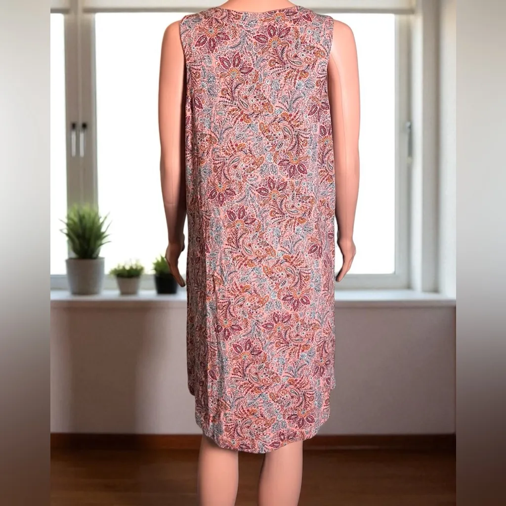 J Jill-Sleeveless V-Neck Dress, NWT. Paisley Floral. Pockets. Cotton. Size Small - Image 5