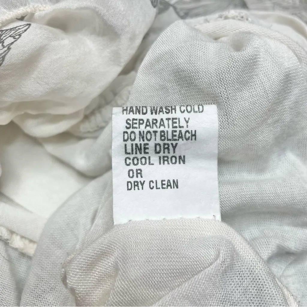 Giusy 100% Pure Silk Layered Floral Sleeveless Tank Top Blouse Small White Grey - Image 6