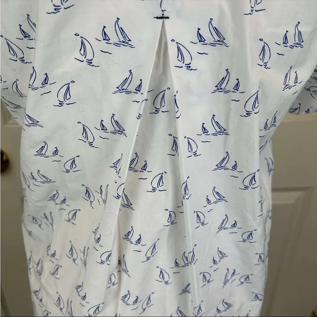Vineyard Vines Sailboat Print Popover Half-Button Front Shirt - Size 6 - Image 8