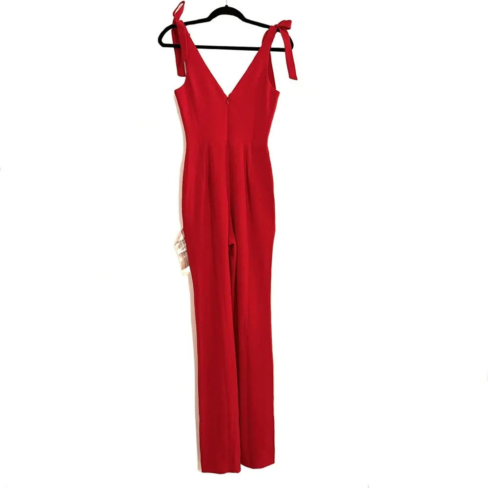 NWT Dress The Population Maira Sleeveless Shoulder Tie Jumpsuit in Rouge XXS - Image 4