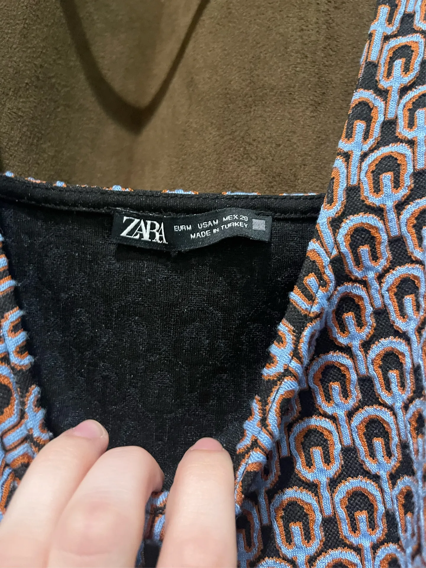 ZARA Blue and Purple Pattern Short Dress Medium - Image 2