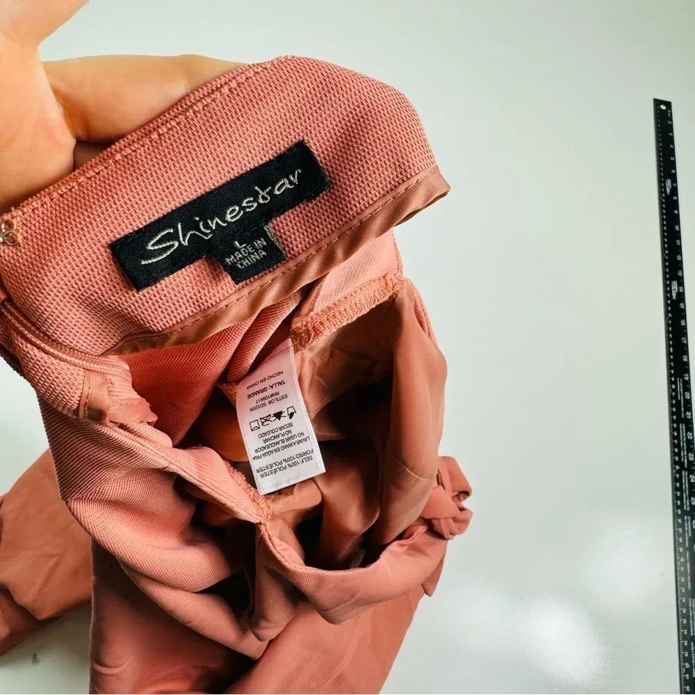 Shinestar Salmon Coral Wide Leg Tie Back Pant‎ Jumpsuit Crop Romper Large - Image 6