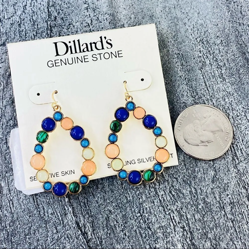 Dillards Open Teardrop Dangle Fashion Earrings NWT Blue - Image 9