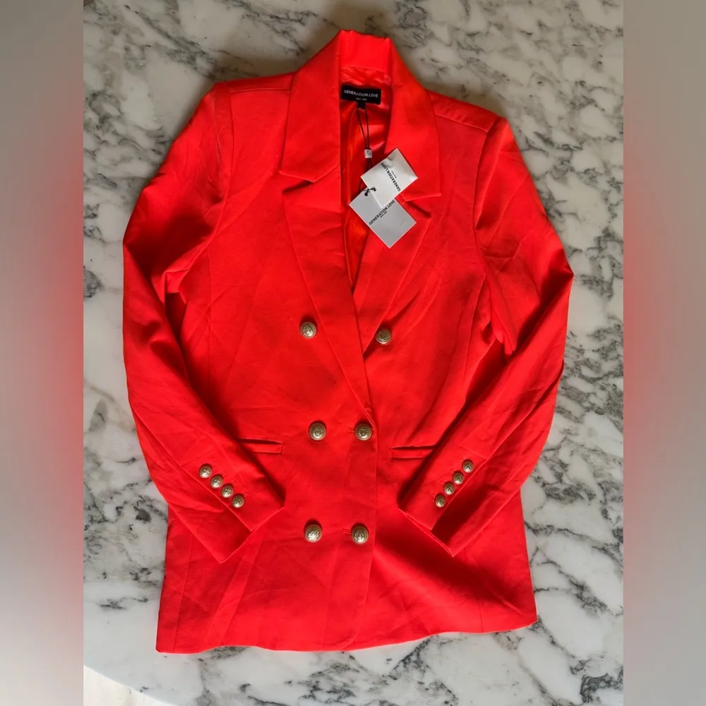 NWT Generation Love Leighton crepe blazer Papaya in Orange - Small - Image 5