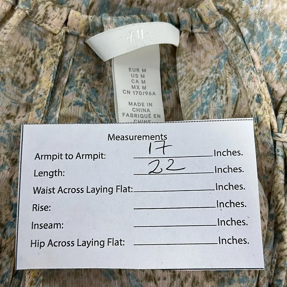 Drawstring Top Peplum Spaghetti Strap Flowy Tank Top Neutral Sz M - Image 8