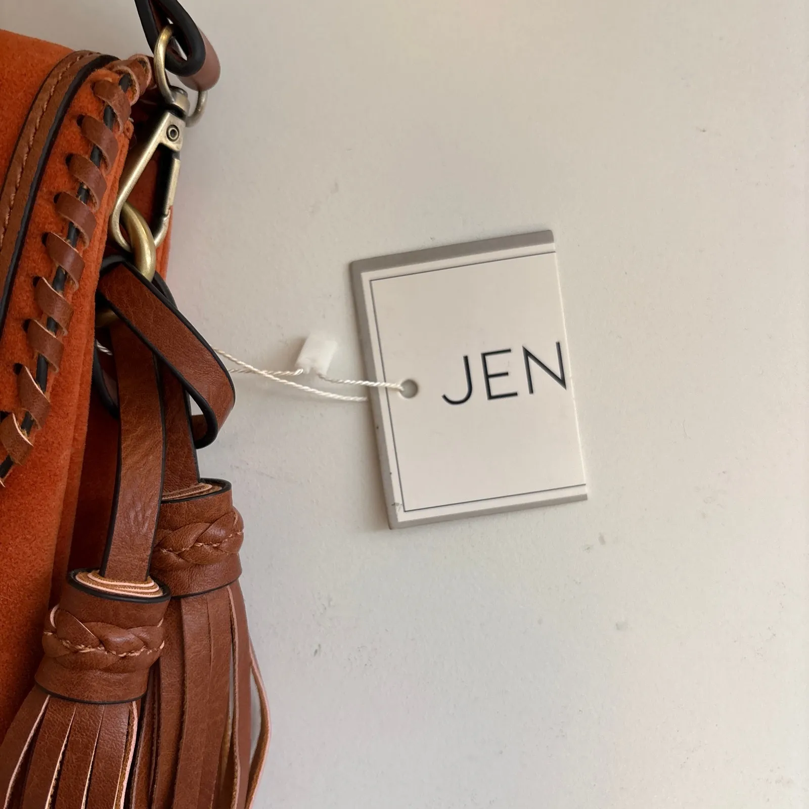 Jen & Co Sloan Vegan Crossbody Faux Suede Envelope Bag Burnt Orange Brown NWT - Image 10