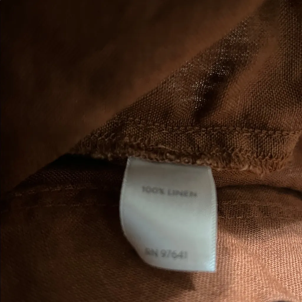 J. Jill Love Linen Longline Blazer Four Button Front Long Sleeve Auburn Brown LP Size undefined - Image 11