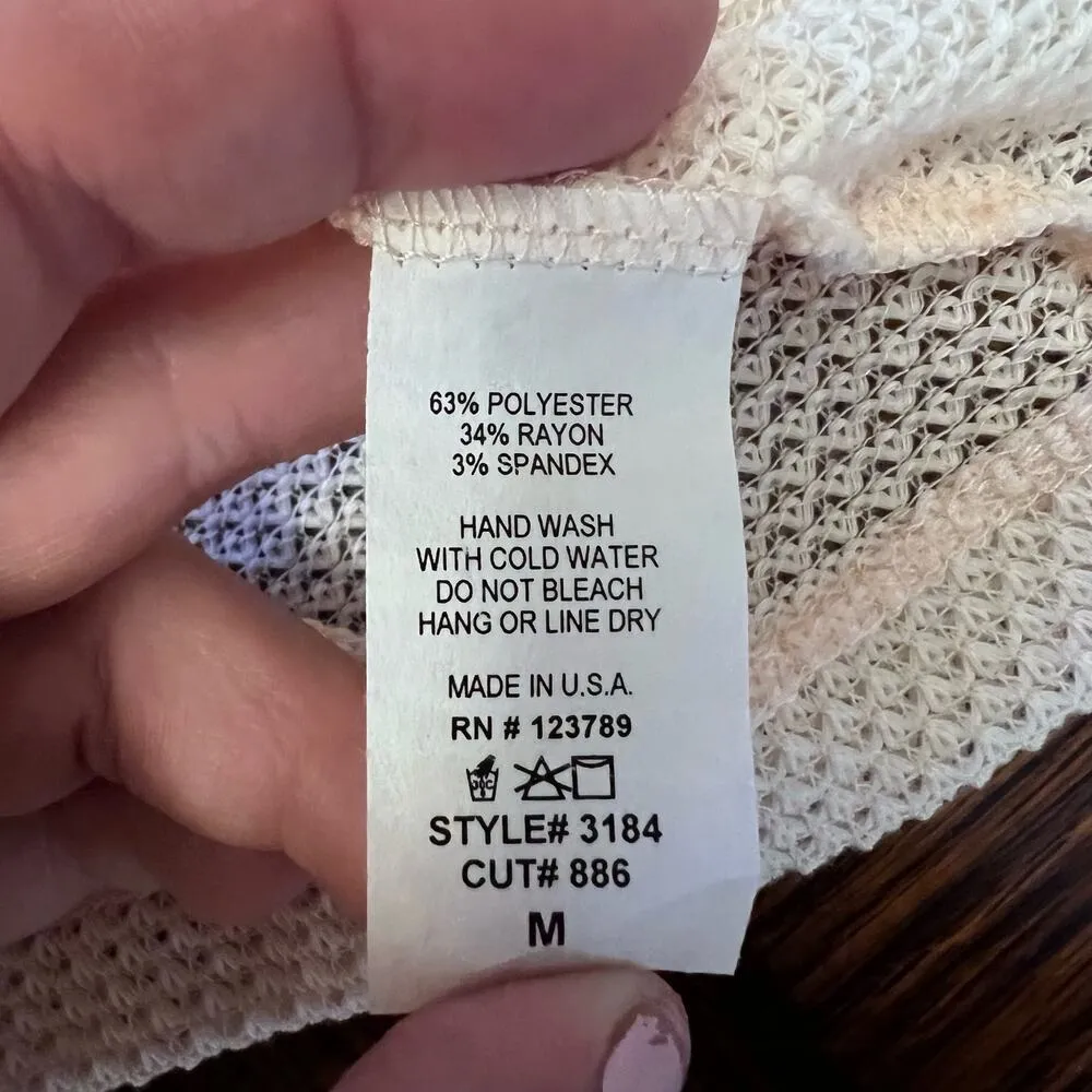 NWT Cream Knit Off The Shoulders Front Tie Short Sleeve Top Size Medium - Image 3