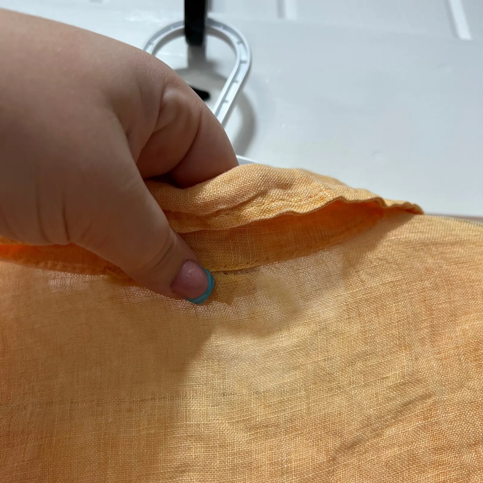 Milio Milano Womens Tunic Top Small Linen Italy Orange Gauzy Tab Henley Boho - Image 7