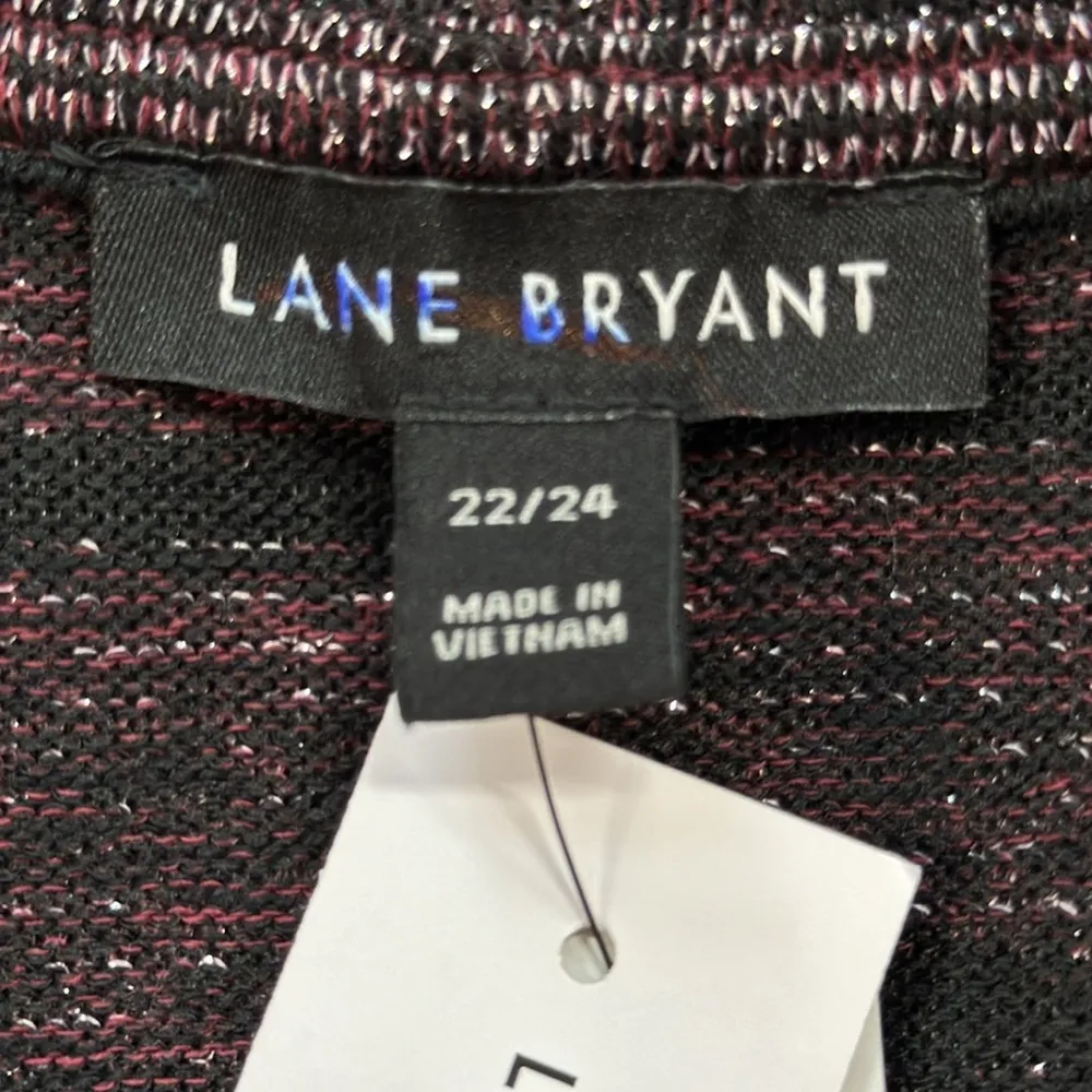 Lane Bryant NWT Black Pink Metallic Sparkle Striped Sleeveless Swing Tank Top - Image 8