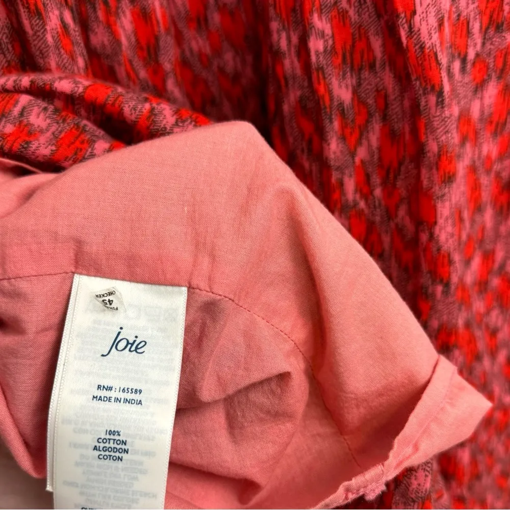Joie Tiered Prairie Dress Sz Medium Pink Red Tea Rose Printed Midi Maxi - Image 15