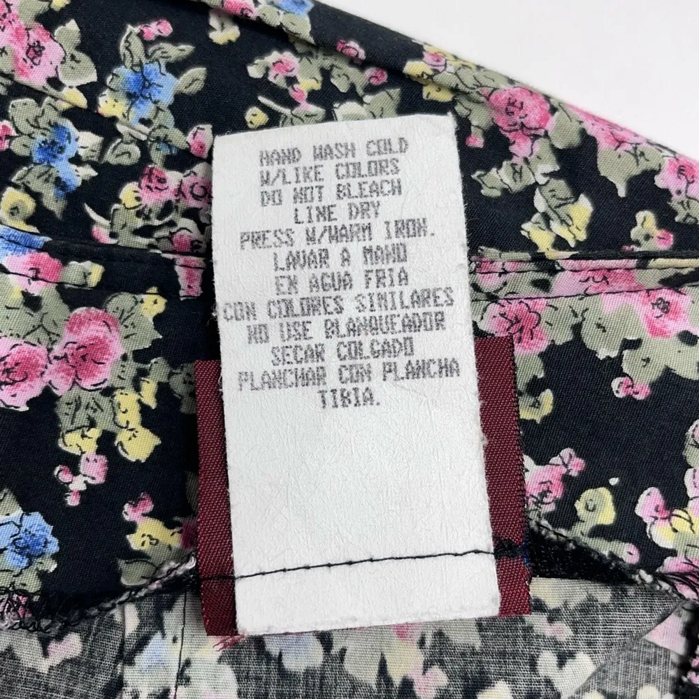 Vintage Blue skirt size 3 dark floral mini skirt black pink blue green yellow - Image 7