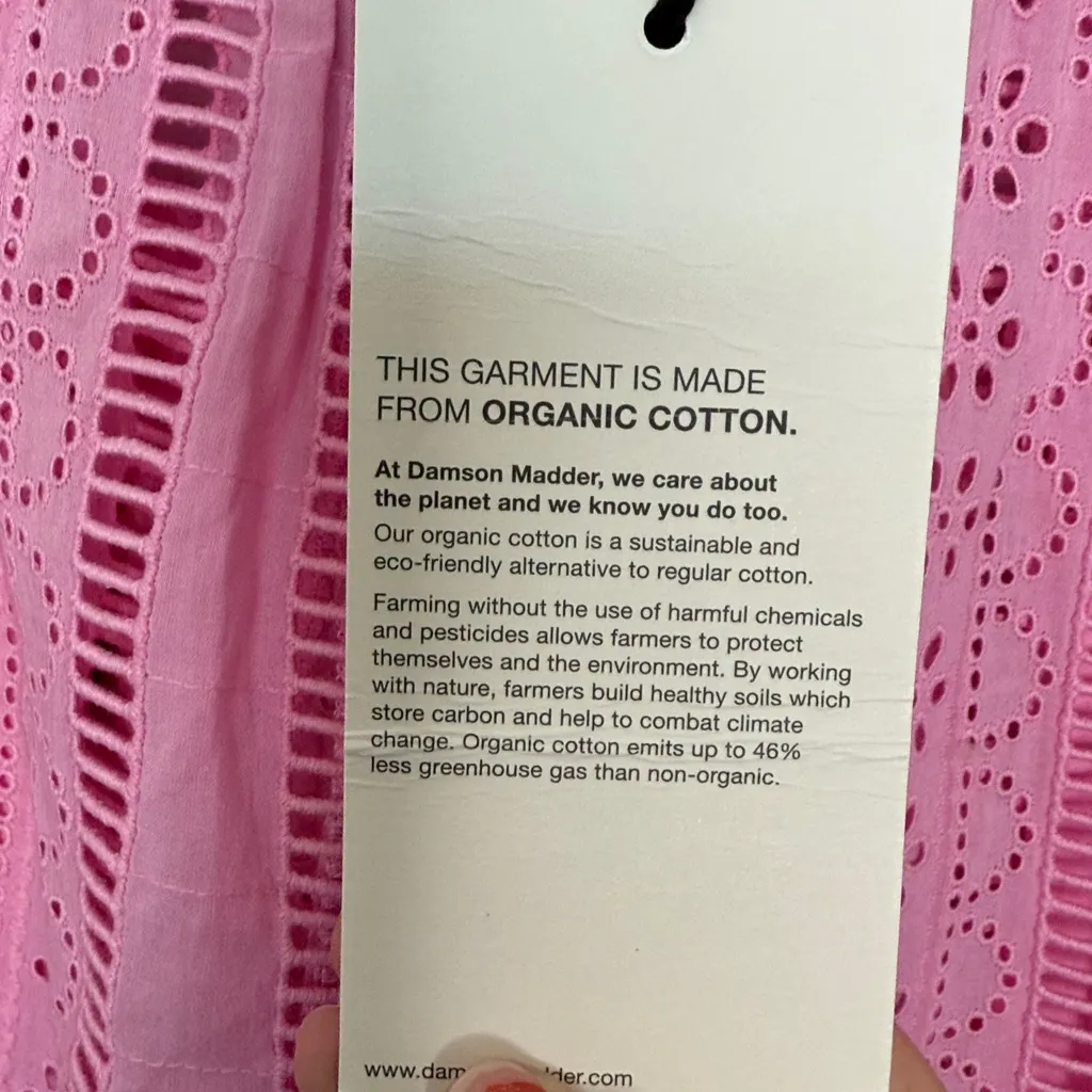 NWT Damson Madder Alys Vacation Pant Pink Eyelet Organic Cotton 10 Medium - Image 7
