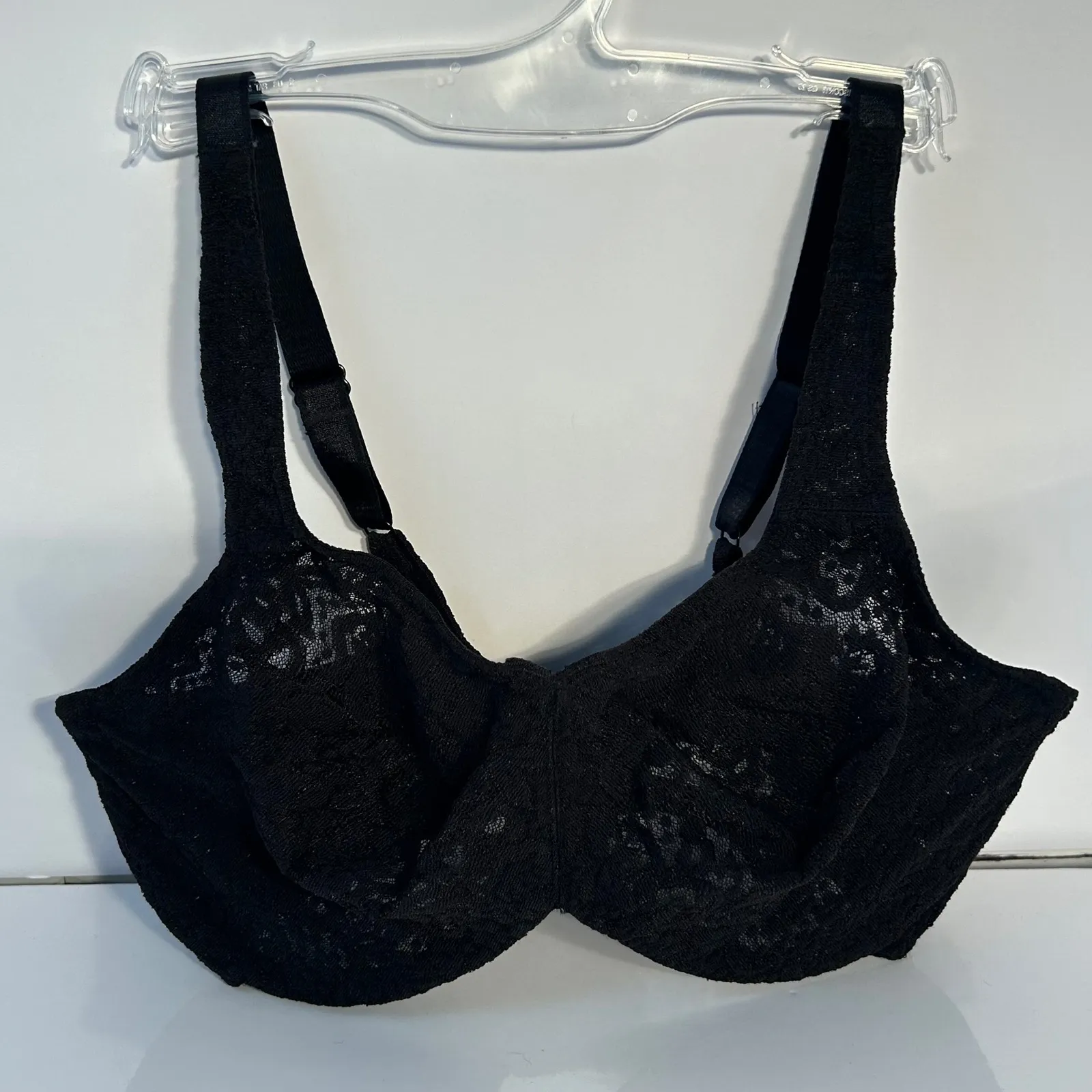Wacoal Black Lace Full Coverage Unlined Bra 32DD Style 65547 - Image 2
