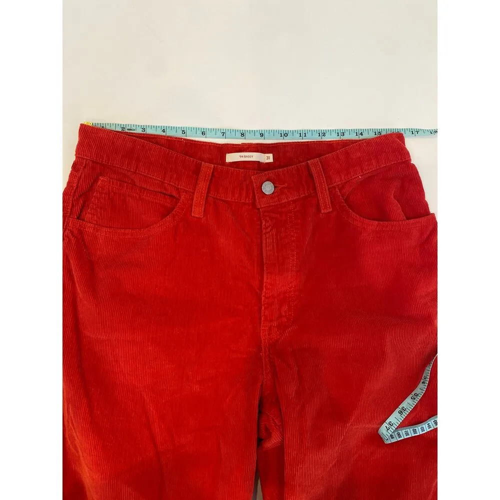 Levi’s ‘94 Baggy Red Straight Leg Corduroys EUC Sz 31 x 31 Cotton Mid Rise Loose - Image 10