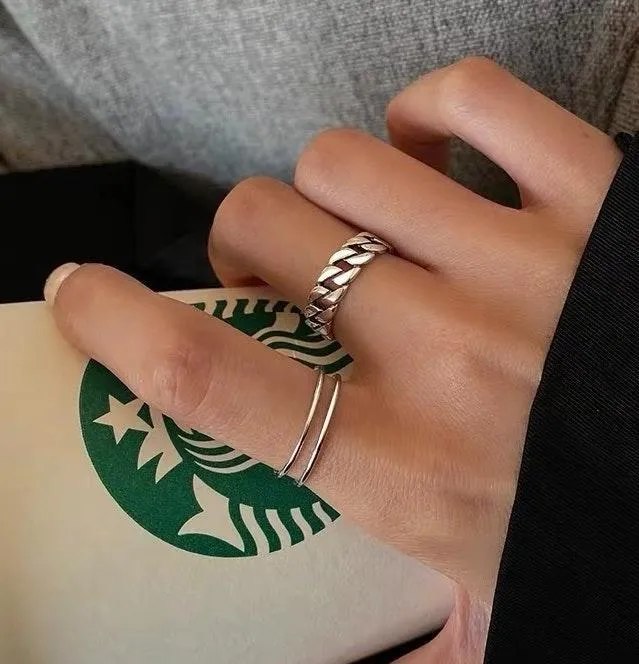 Twist ring silver ring ring of the day Unisex rings adjustable ring - Image 2