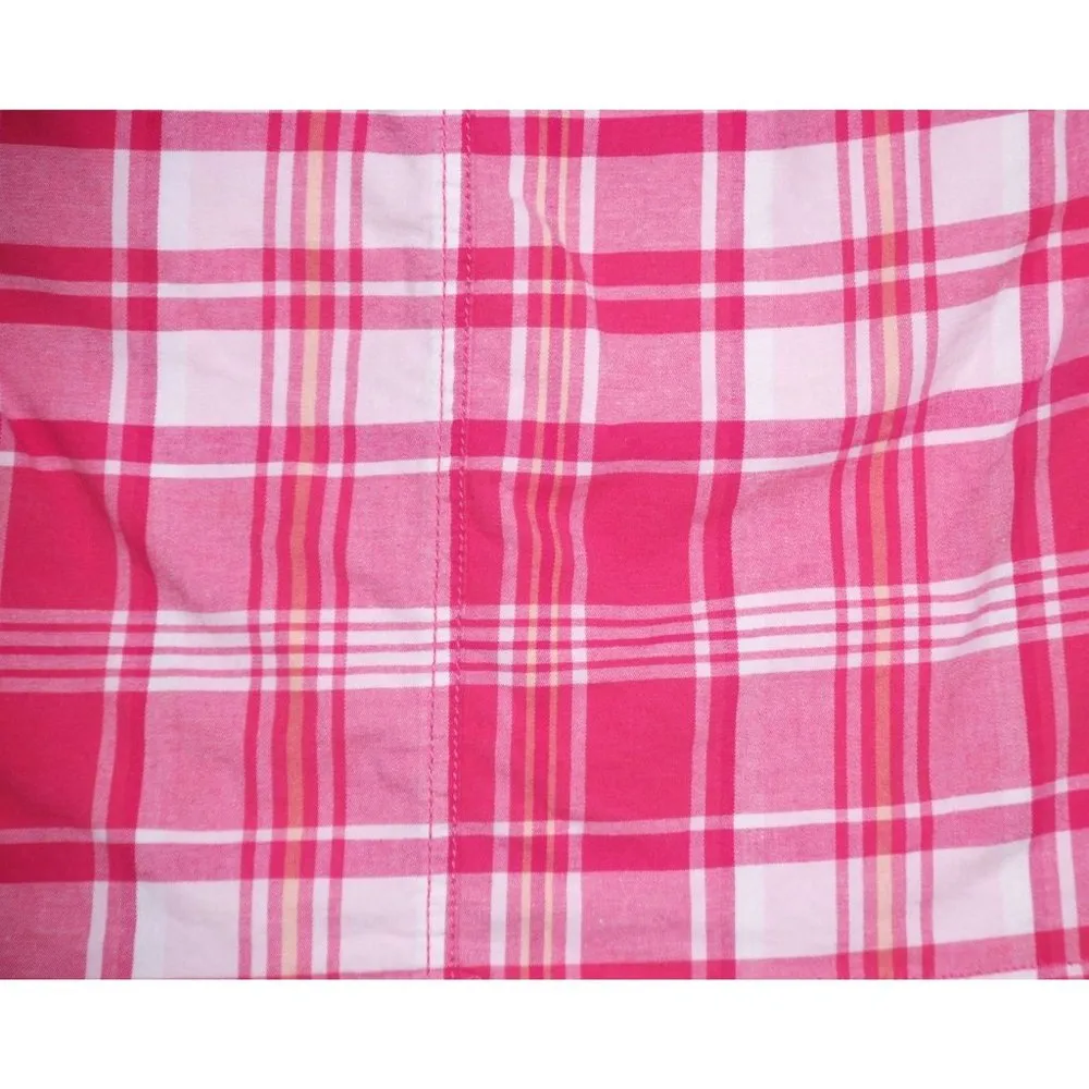 St. John's Bay Ladies Mini Skirt Skort Size 8 Hot Pink White Plaid Stretch - Image 5