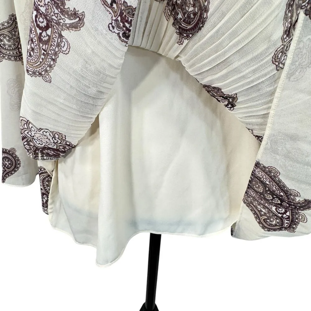 Chico’s Petite SZ 2P (Large) Top Paisley Accordion Pleats Long Sleeves Lined - Image 3