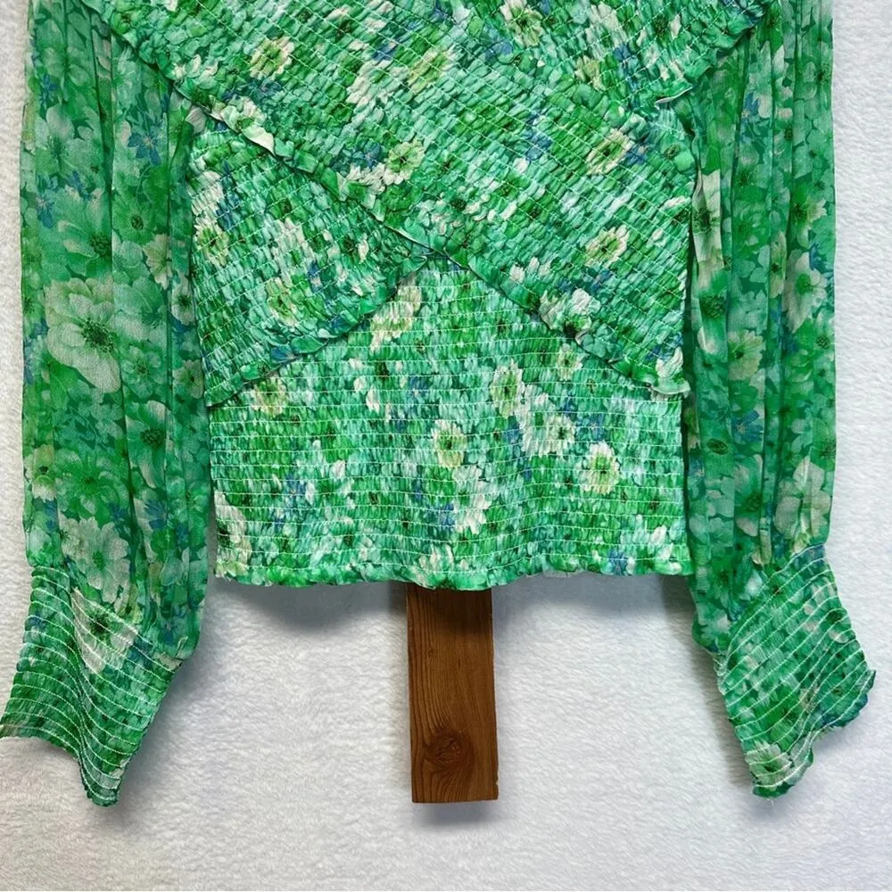 BB Dakota by Steve Madden Wrapped Up in You Green Floral Off Shoulder Top Size S - Image 5