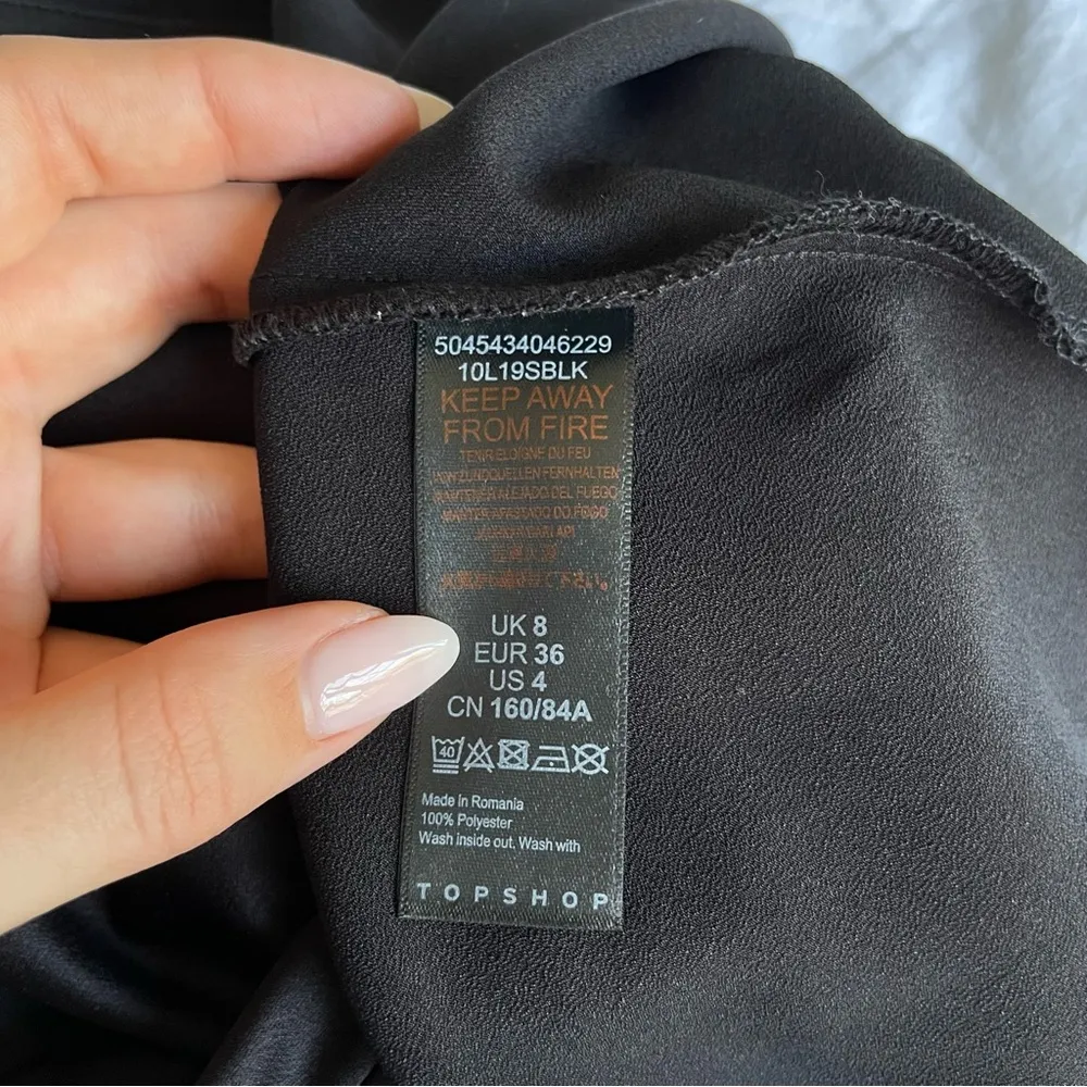 Topshop Ruched Satin Mini Slip Dress with Side Tie and Cowl Neck in Black - Image 4