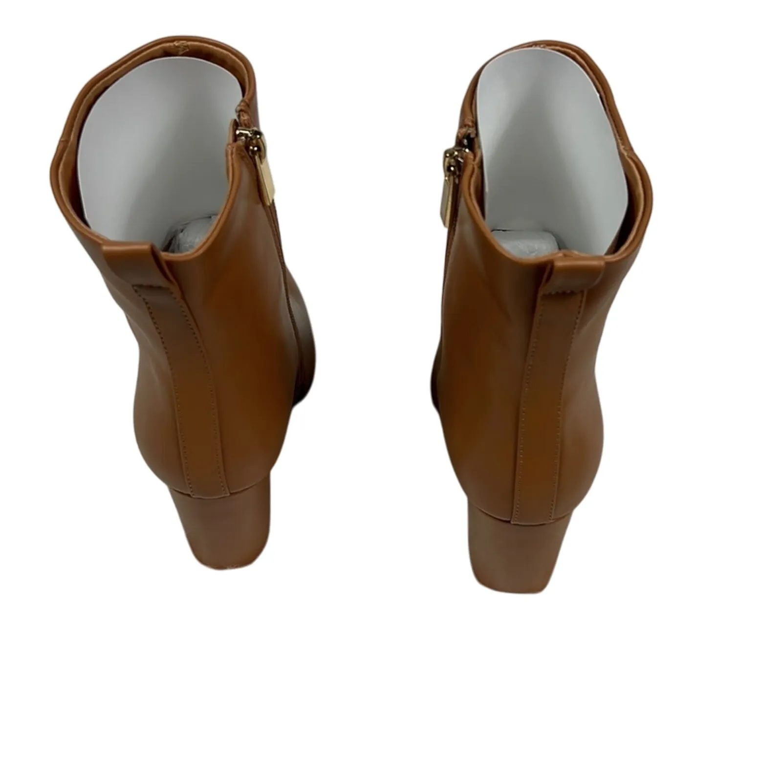 NEW Faux Leather Ankle Boots Womens 9 Brown Pointed Toe Fall Minimalist Vegan - Image 4