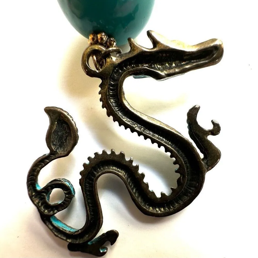 Blue beaded dragon pendant necklace - Image 8