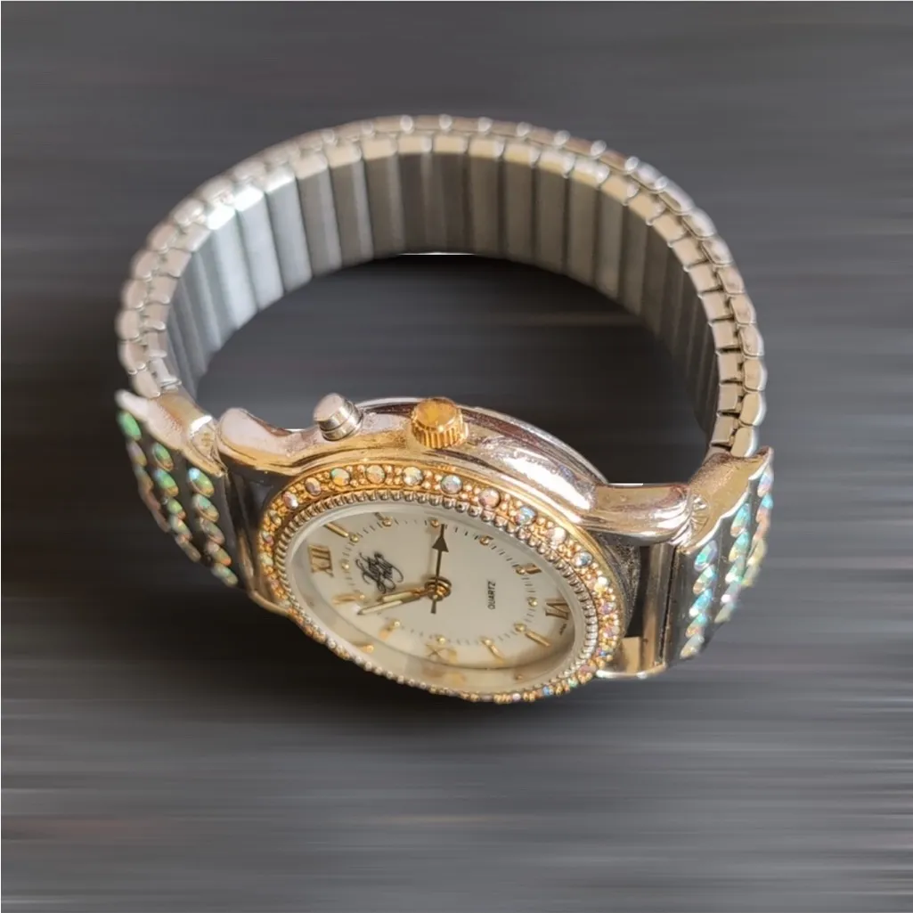 Kirks Folly Quartz Woman‘s Gold Tone Iridescent Stone Embellished Stretc… Blue - Image 7