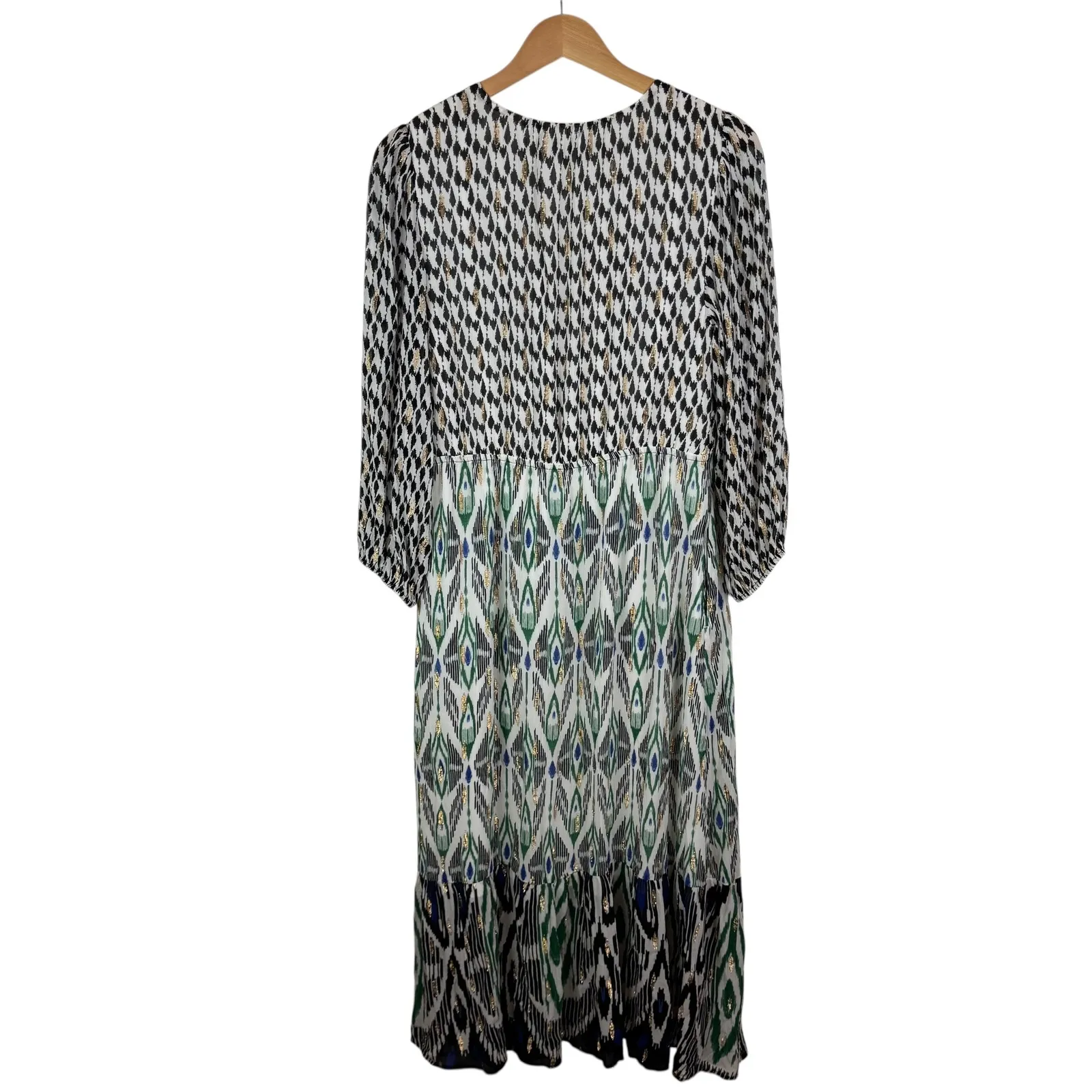 Chicos 40th Anniversary Ikat Clip Dot Maxi Dress Sz 0 US‎ 4 Metallic Boho Resort - Image 6