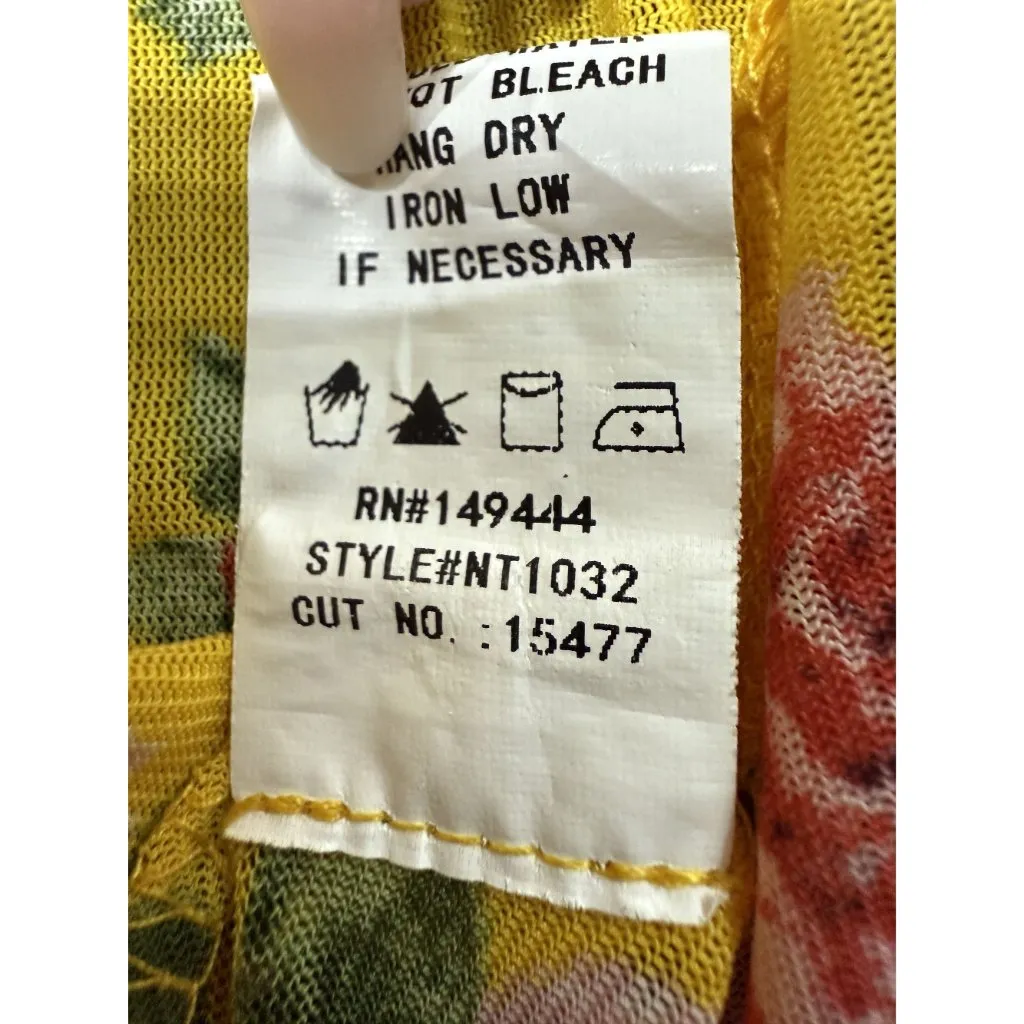 Ivy Rose Size L Womens Floral Yellow Pink Ruffle Top Lace Trim Summer Tunic Size L - Image 8