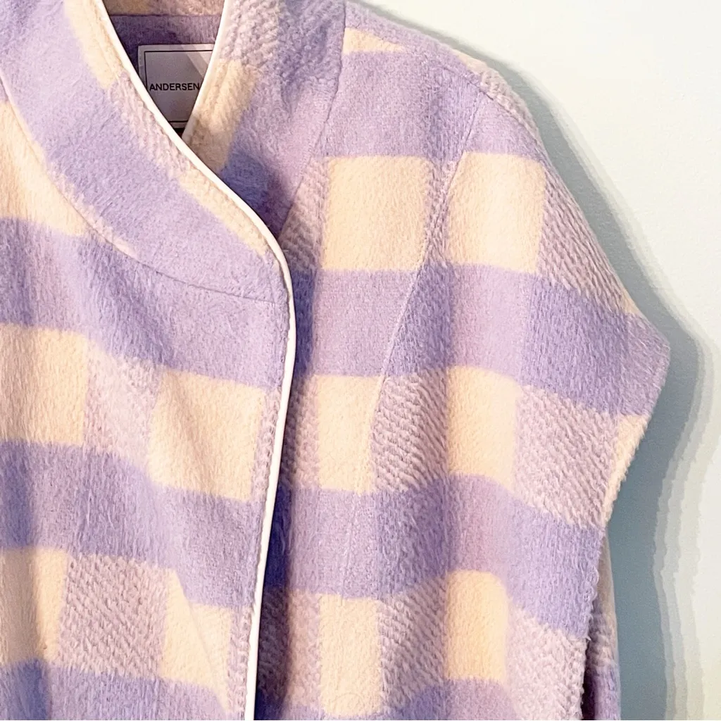 Anderson & Lauth Anthropologie Periwinkle Cream Plaid Gingham Capelet‎ Vest - Image 3