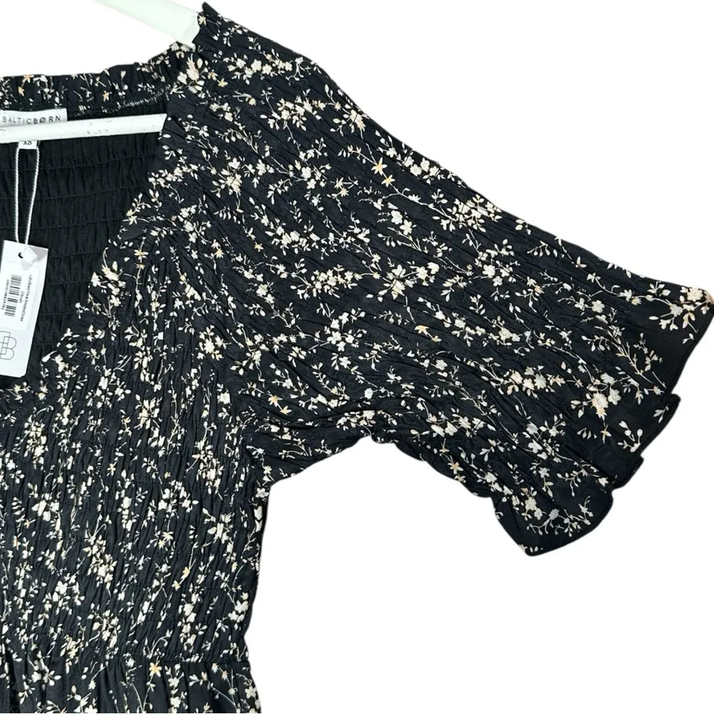Baltic Born Lotta Black Floral Smocked Dress XS - Image 8