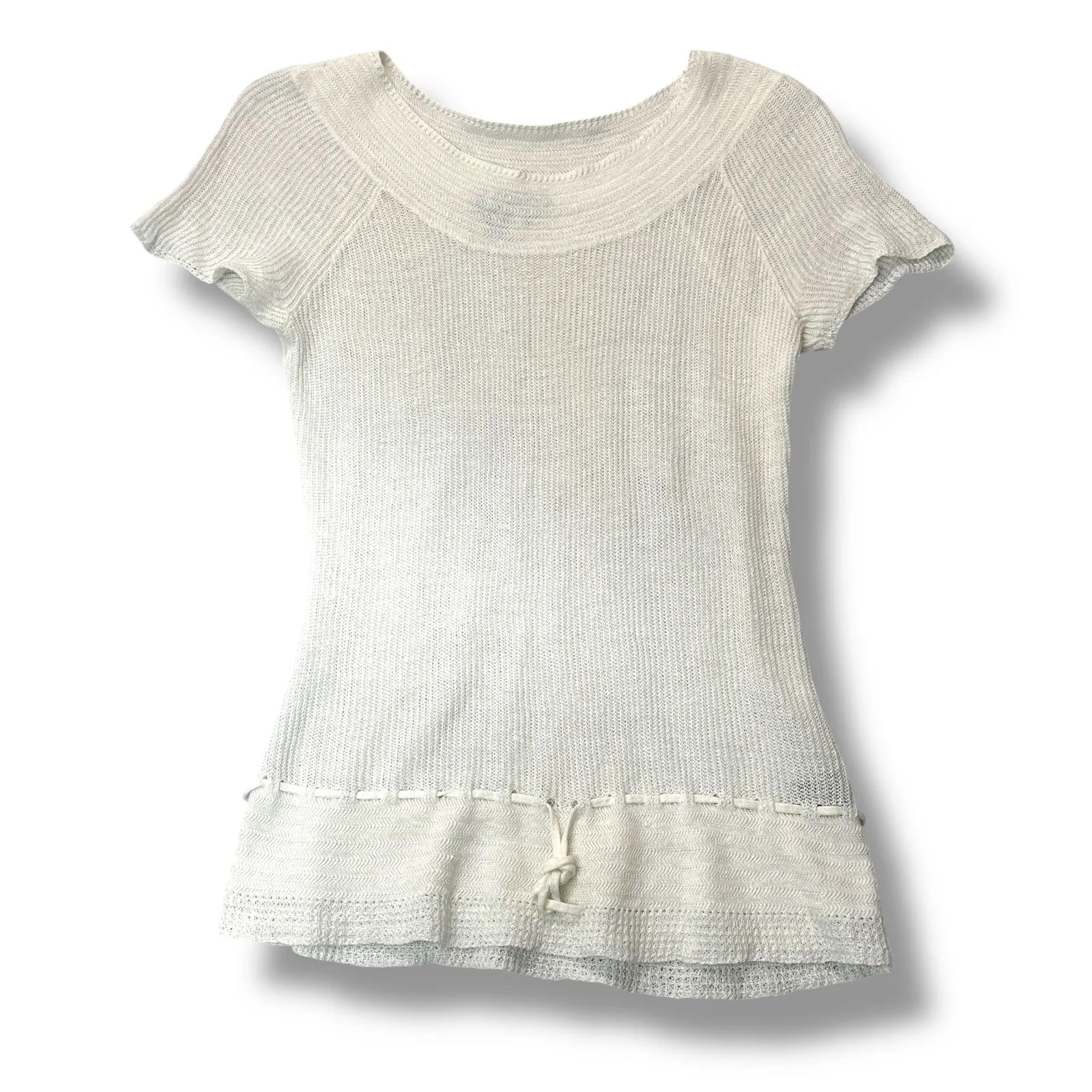 Lauren Ralph Lauren 100%‎ Linen Knit Top L White Pullover Coastal Resort Summer - Image 3