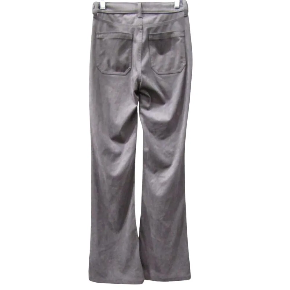 NWT The Gap SZ.26 High Rise Vegan Suede Retro ’70s Flare Jeans Pants Grey Gray - Image 13