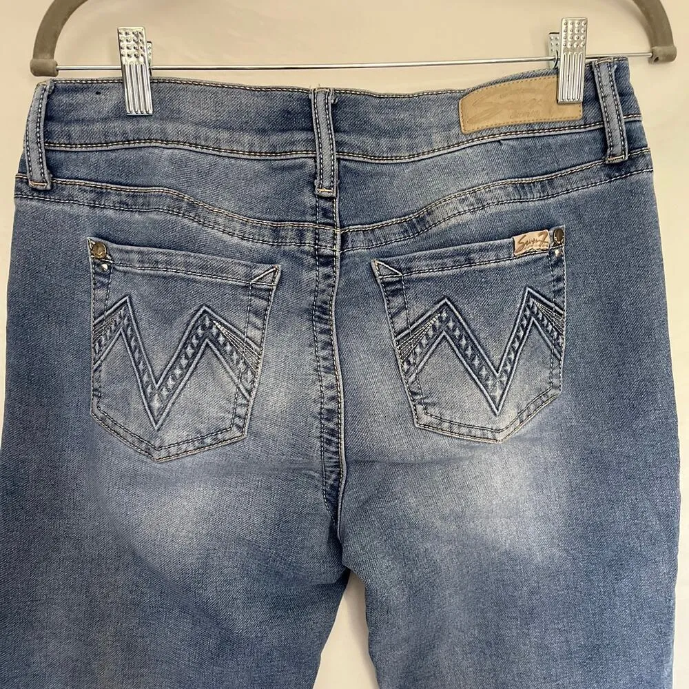 SEVEN 7 Girlfriend Capri Womens Jeans Sz 6 Medium Wash Midrise Denim Straight - Image 6