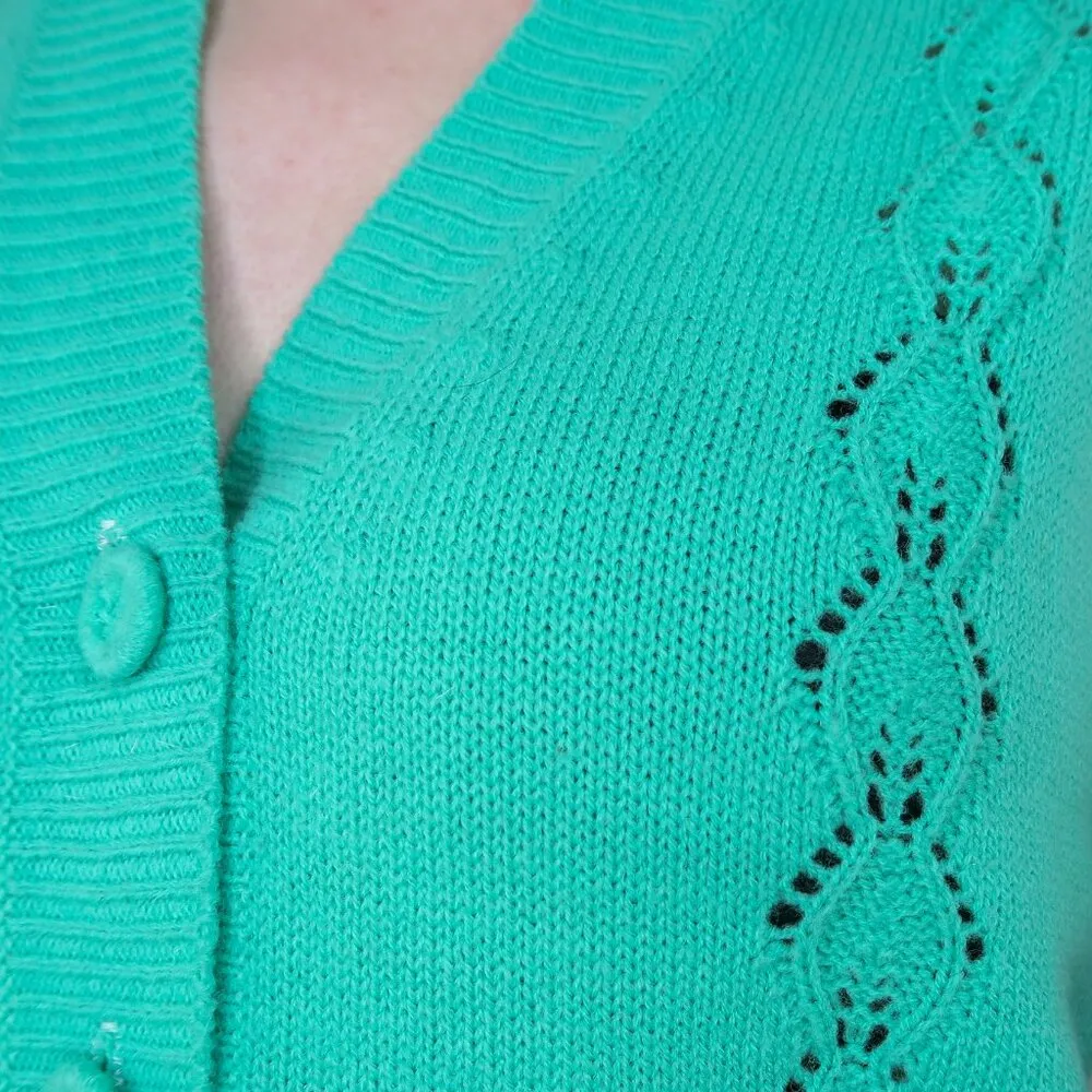 Vintage 60s Teal Green Knit Sweater Vest - Image 4