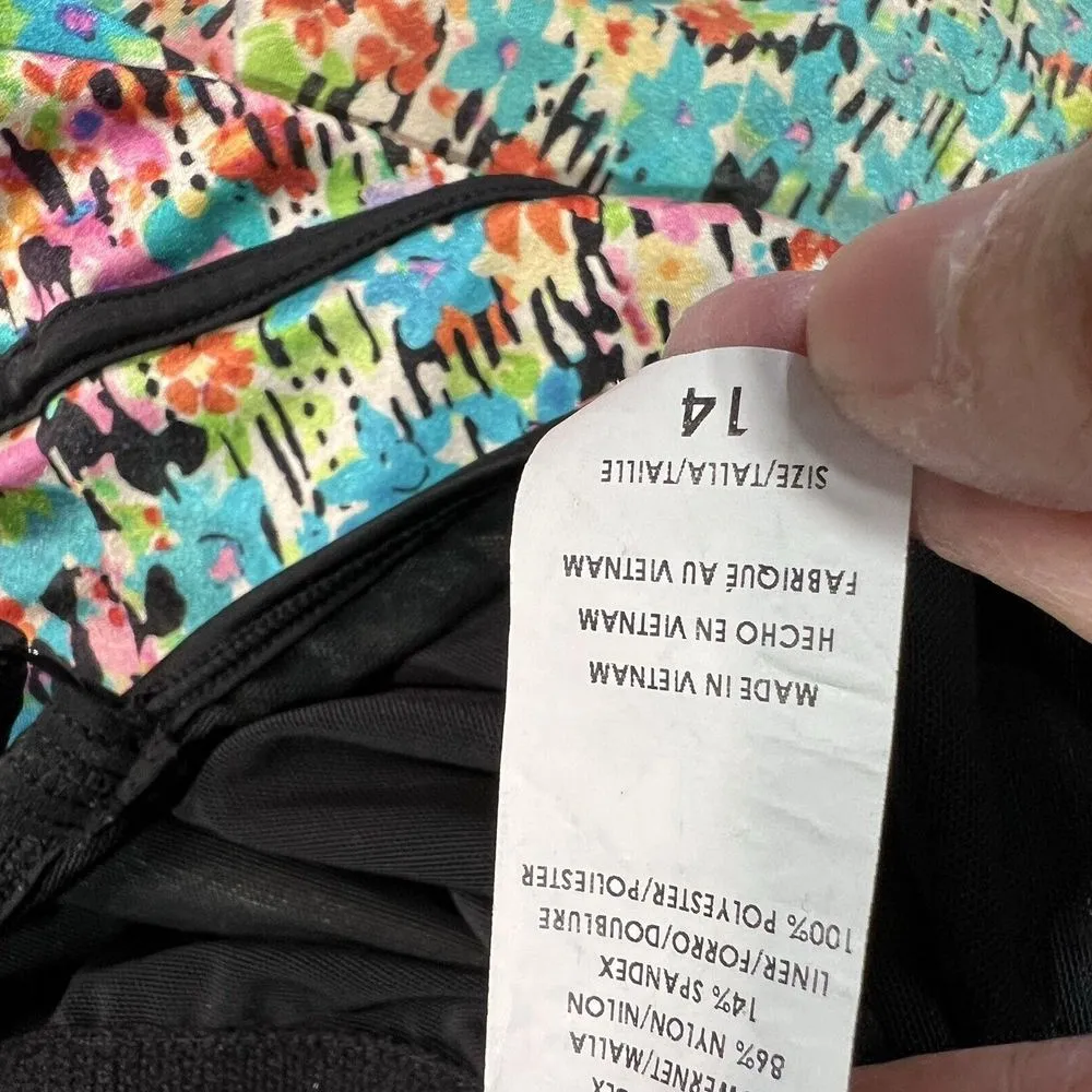 Longitude Womens Swim Suit Dress Size 14 Floral One Piece‎ Slimming Powernet - Image 10