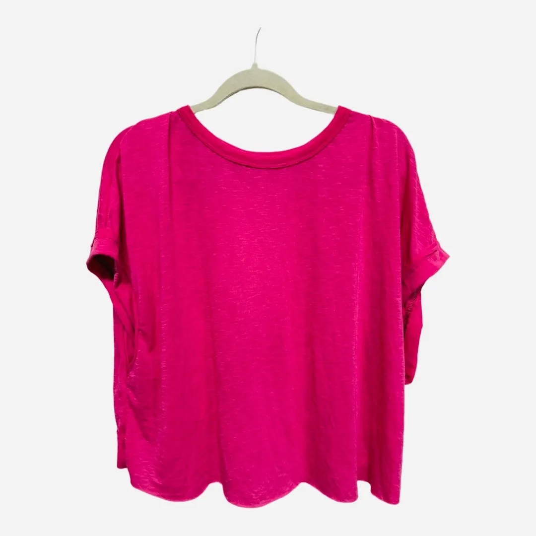 Hot Pink Open Back Athletic Short Sleeve Workout Top Size 1X Light Weight Blue - Image 3