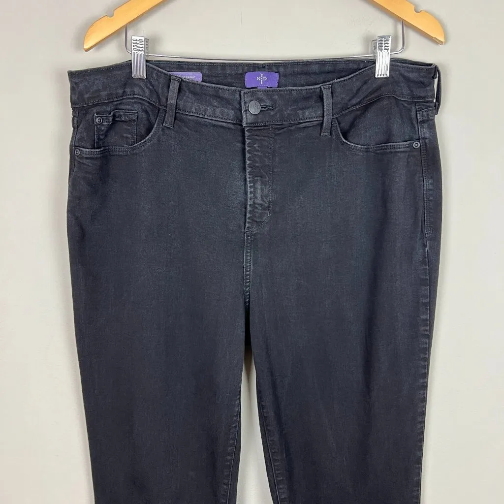 NYDJ Jeans Womens‎ 16 Black Denim Marilyn Straight Stretch Lift Tuck Technology - Image 6