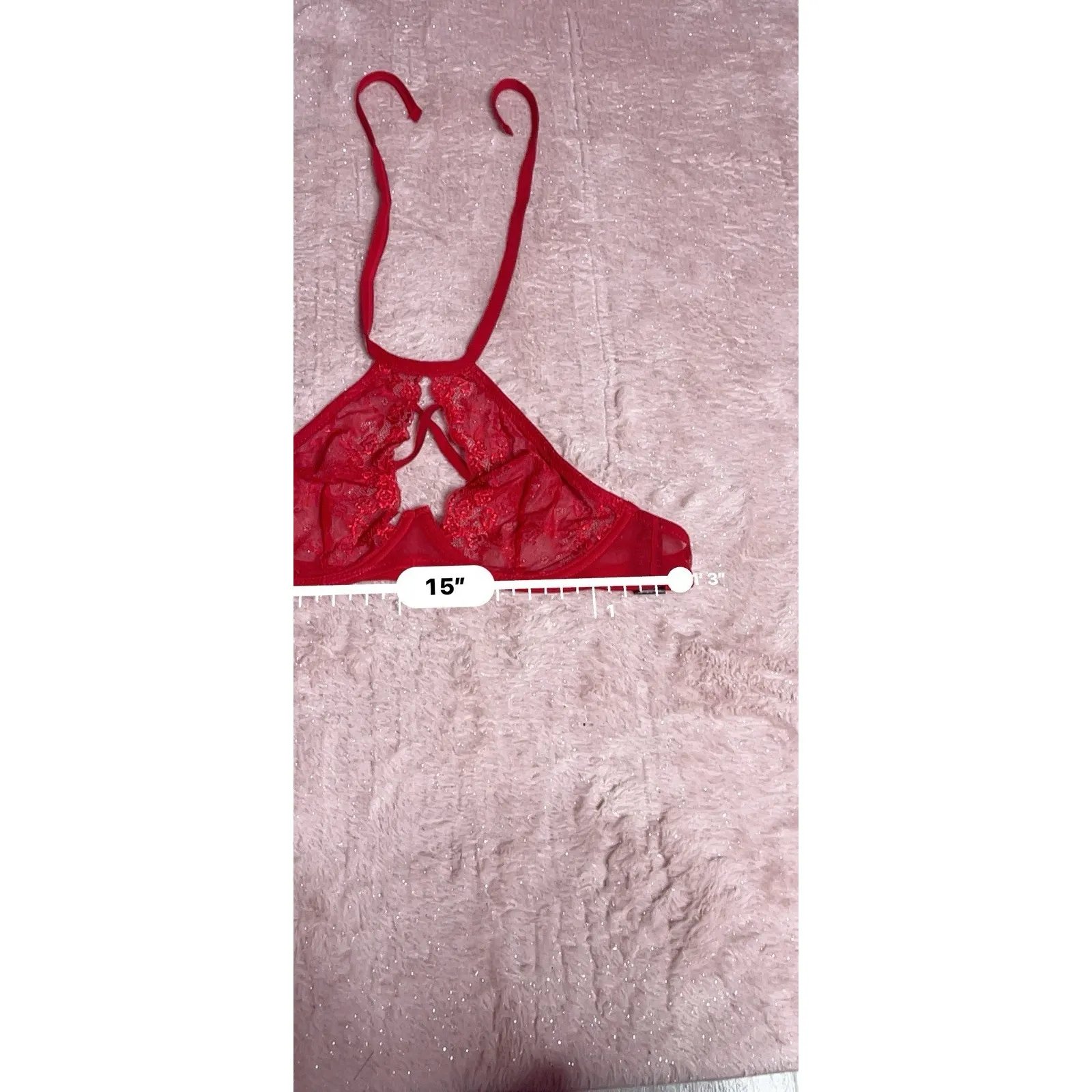 Love Honey 1X/2X Sexy Lingerie Red Lace Built In Push Up Underwire Bra Size XL - Image 4