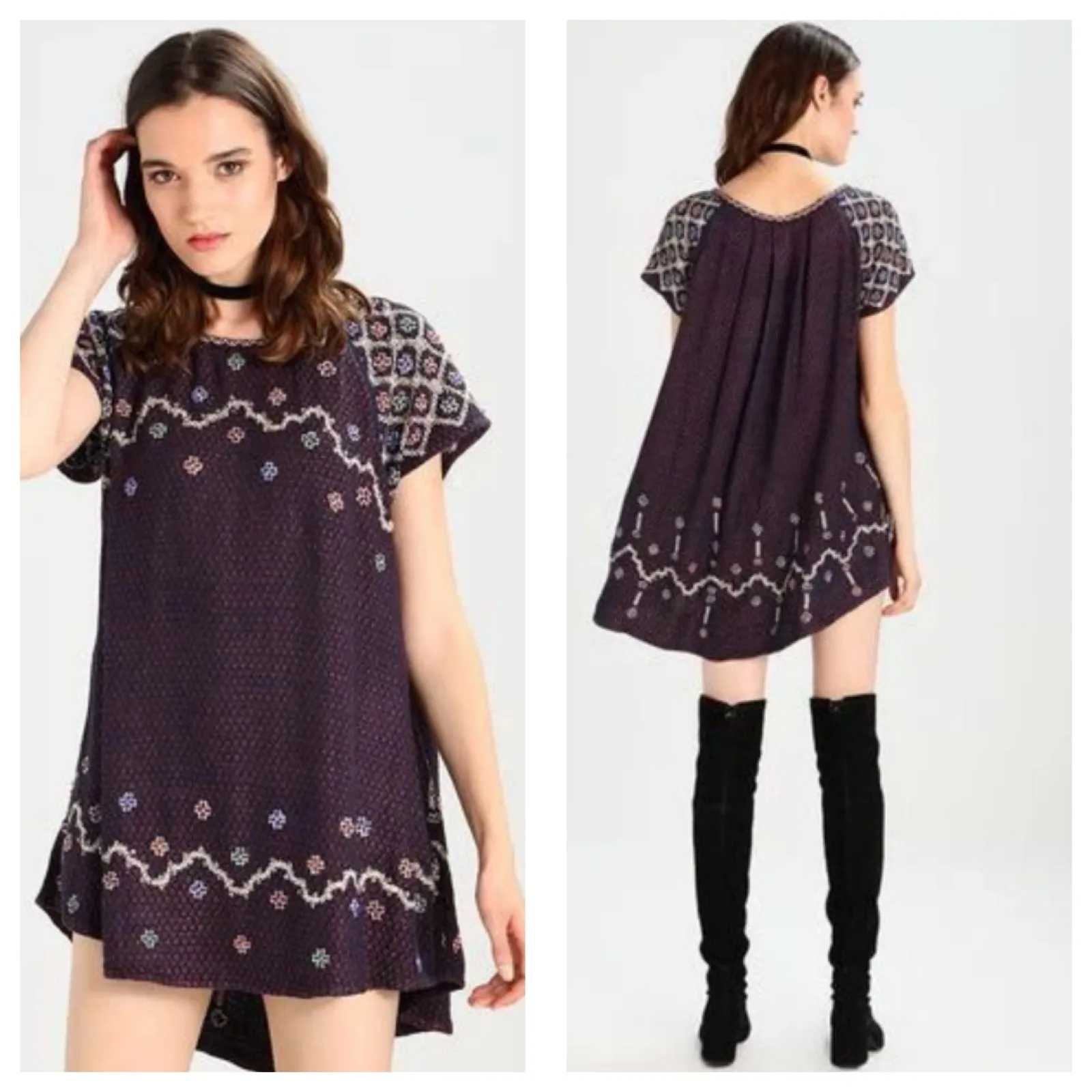 NWT Free People In The Clouds Mini Dress Size Small Embroidered Bohemian Beaded - Image 3