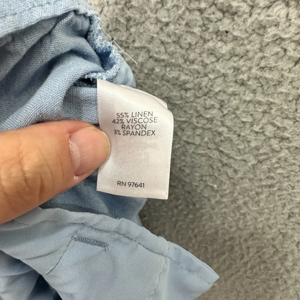 J Jill Linen Blend Cropped Pants Women Small Blue Minimalist Coastal Fisherman - Image 8