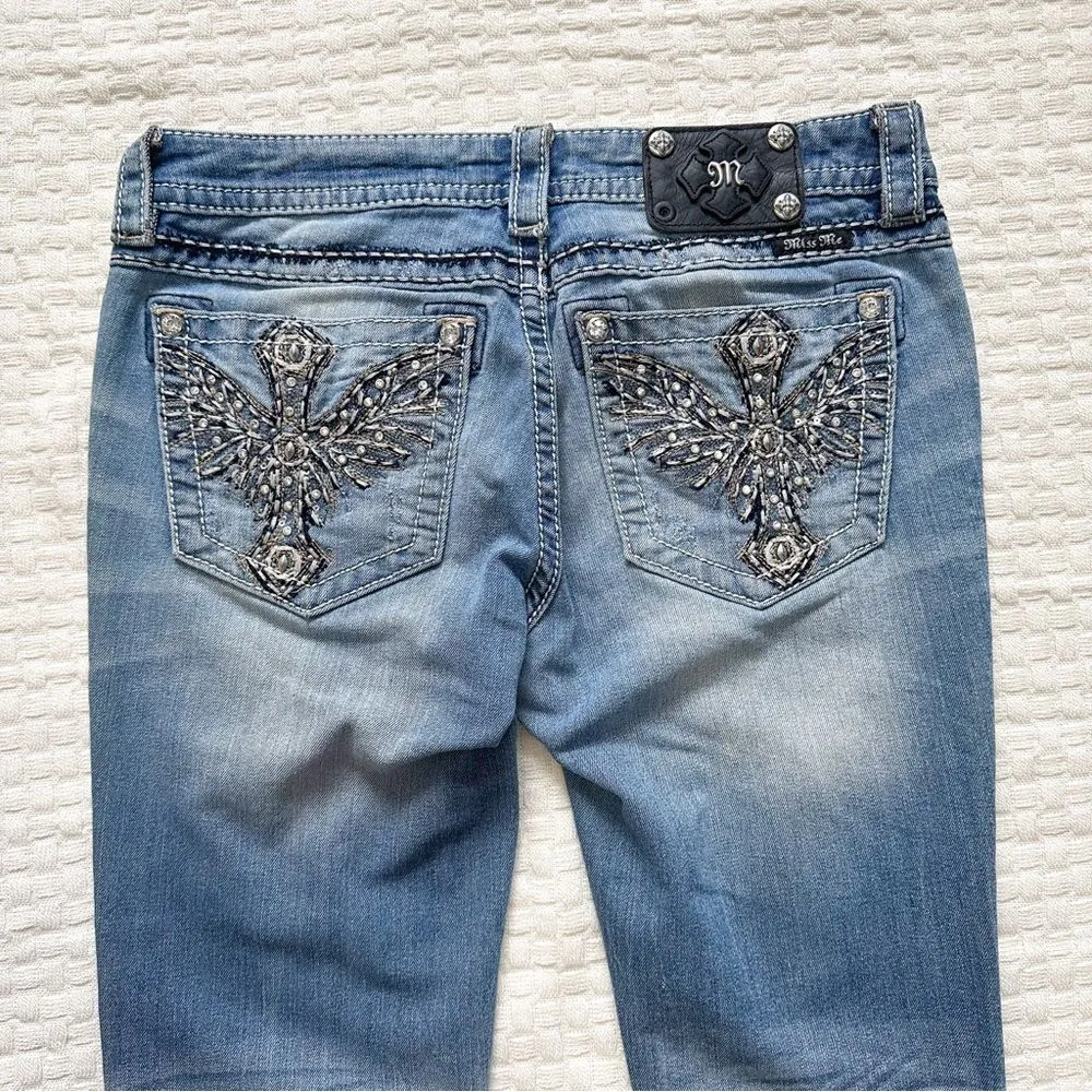 Miss Me Womens Size 29 Signature Rise Boot Cut Jeans Embellished Back Pockets - Image 9