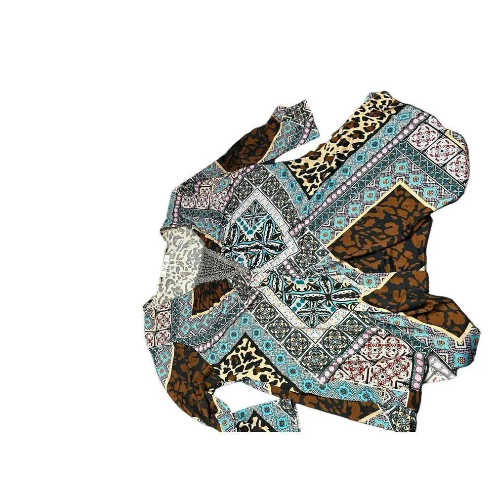 Purple Rain Plus size Womens Plus Size 3X (26/28) Tunic Shirt Animal Artsy Geome Brown - Image 4