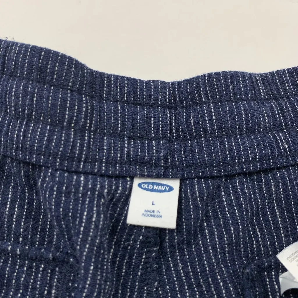 Old Navy  Dark Pinstripe Linen Blend Pull On Shorts L - Image 3